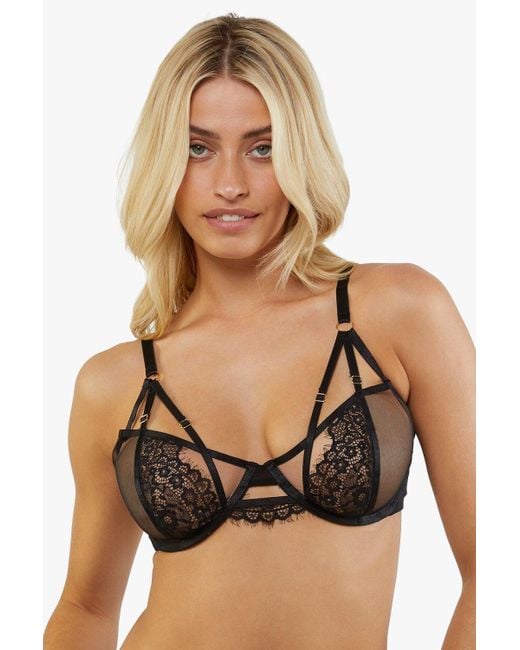 Wolf & Whistle Kennedy Strappy Mesh And Lace Balconette Bra in