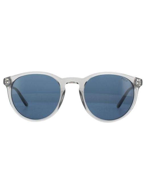 Polo Ralph Lauren Round Shiny Transparent Grey Dark Blue Sunglasses