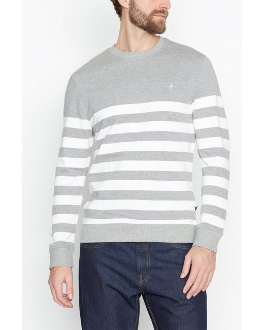 MAINE Gray Striped Sweater for men