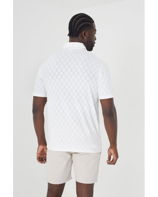 Brave Soul White 'ancestry' Short Sleeve Open Collar Polo Shirt for men