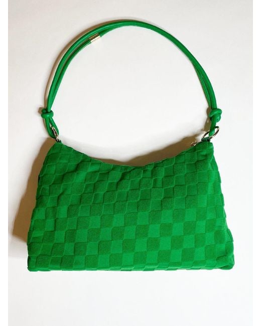 SVNX Green Medium Handbag In Checked Cloth