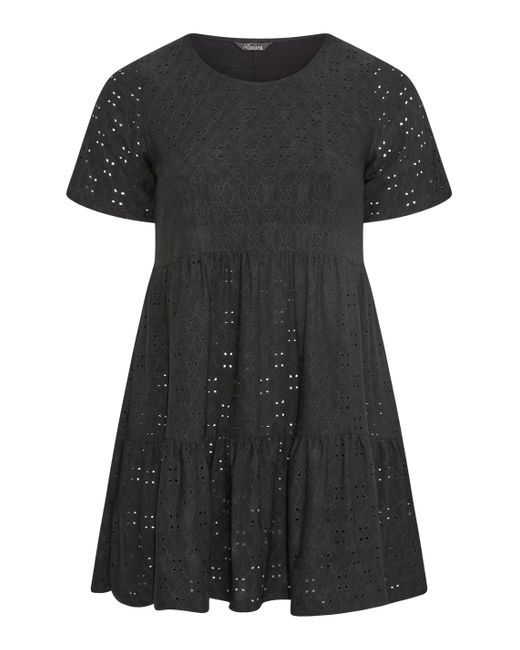 Yours Black Tiered Smock Top