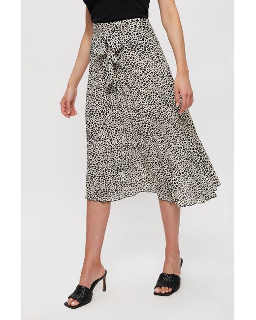 Dorothy Perkins Black Multi Colour Leopard Print Ruched Midi Skirt