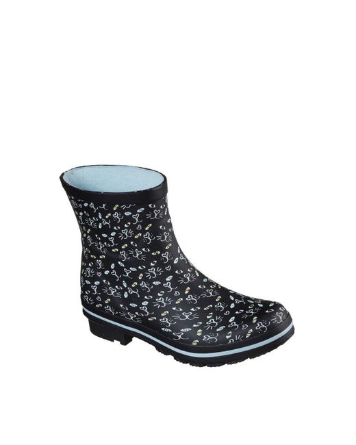Skechers Black 'rain Check Misty Eye' Wellington Boots