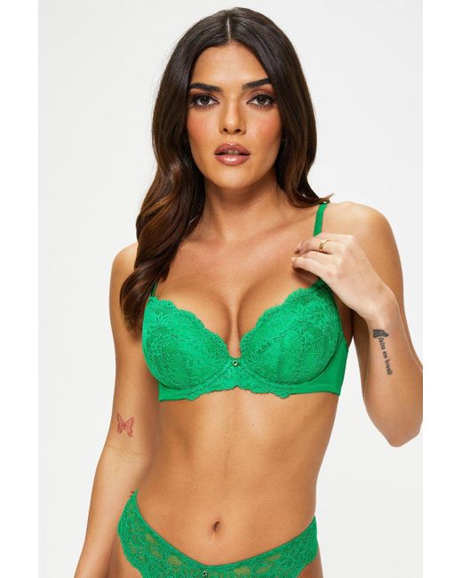 Ann Summers Green Sexy Lace Planet Padded Plunge Bra