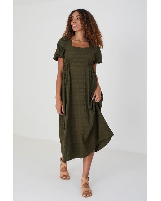 Brave Soul Green 'addison' Puff Sleeve Maxi Dress
