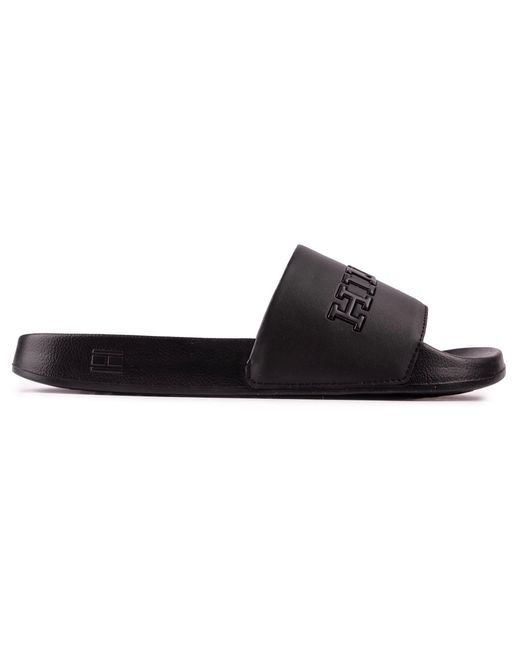 Tommy Hilfiger Black Tonal Logo Sandals for men