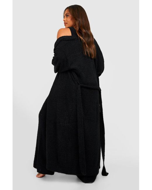 Boohoo Black Plus Premium Fluffy Knitted Longline Cardigan