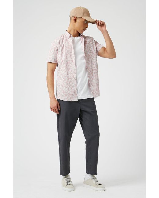 Burton Pink Printed Short Sleeve Shirt for men