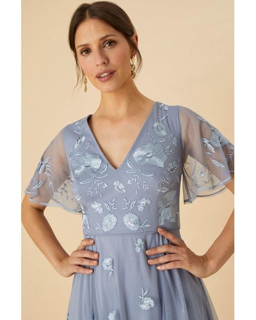 Monsoon Blue 'bree' Embroidered Maxi Dress