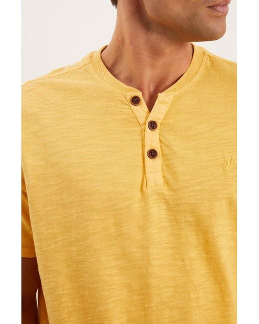 Mantaray Yellow Slub Y Neck T-shirt for men