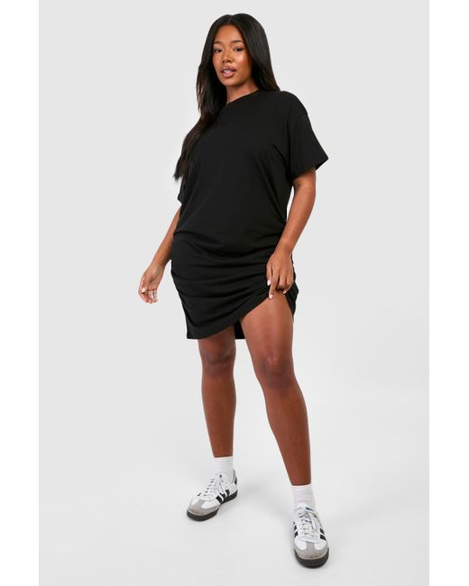 Boohoo Black Plus Ruched T-shirt Dress