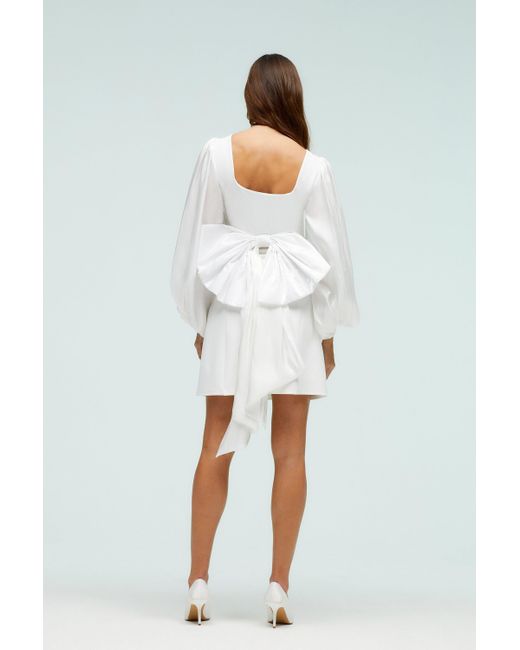 Coast White Glossy Organza Sleeve And Statement Bow Back Mini Dress