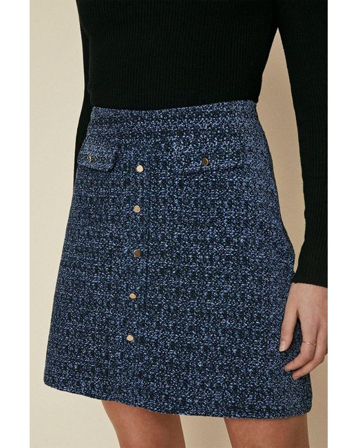 Oasis Blue Tweed Mini Skirt