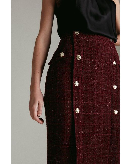 Karen Millen Black Sparkle Tweed Pencil Skirt