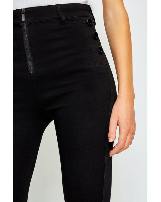 Karen Millen Black Zip Front Button Detail Jean