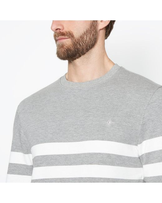 MAINE Gray Striped Sweater for men