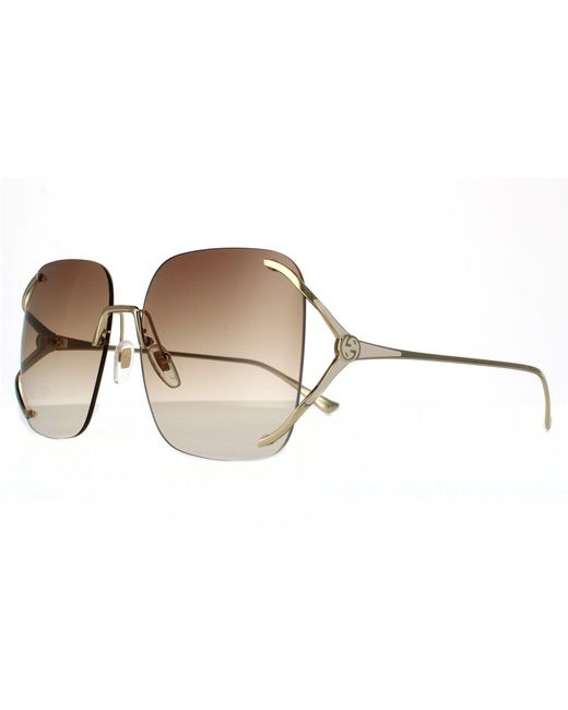 Gucci Square Gold Brown Gradient Sunglasses