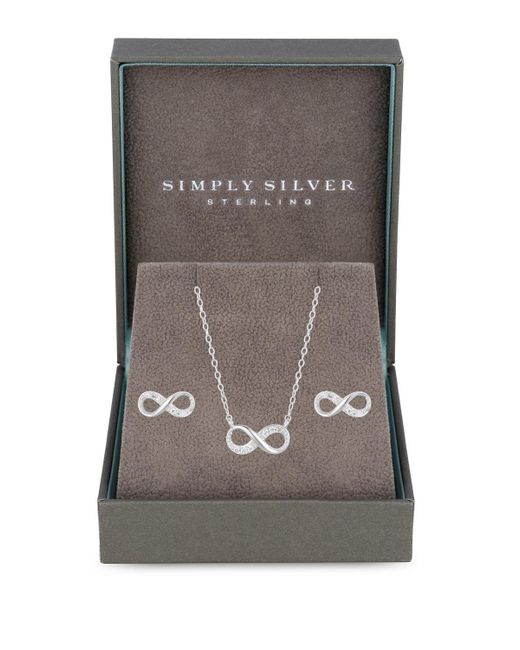Simply Silver Gray Sterling Silver 925 Infinity Set - Gift Boxed