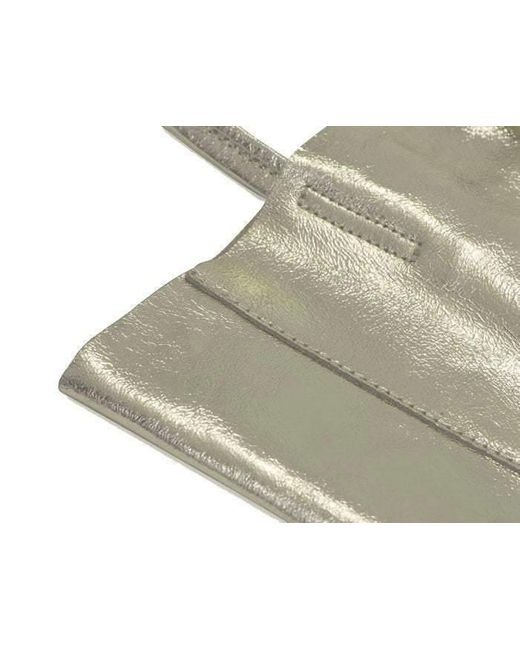 Sostter Gold Metallic Tie Top Horizontal Leather Tote - Bynld
