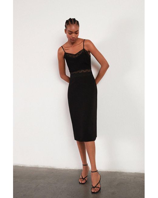 Warehouse Black Cami Dress With Lace
