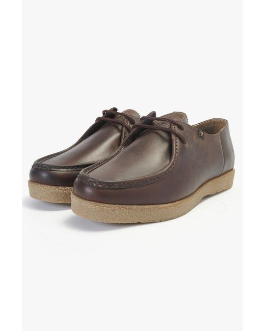 Farah Brown Leather 'sander' Lace Up Wallabe Shoes for men