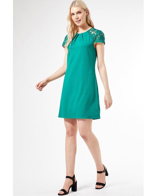 Dorothy Perkins Green Lace Sleeve Shirt Dress