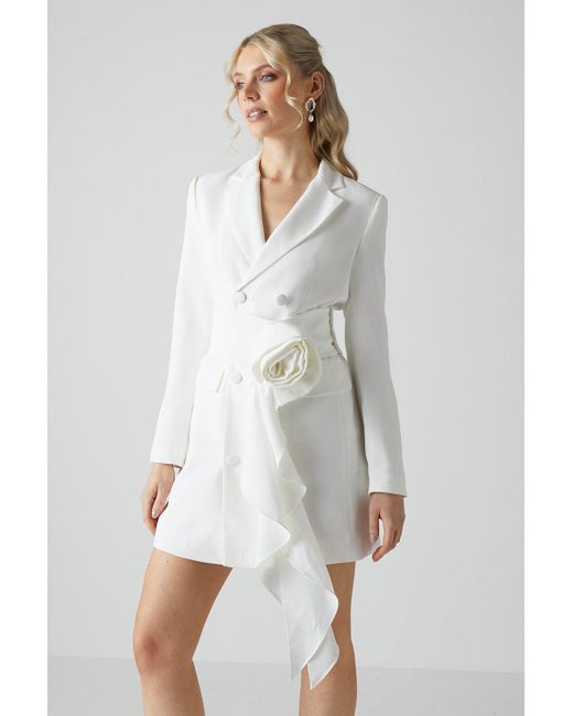 Coast White Bridal Rose Belted Blazer Dress