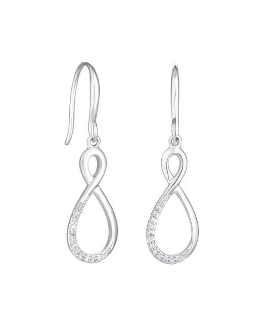 Simply Silver Blue Sterling Silver 925 Polished And Cubic Zirconia Infinity Drop Earrings