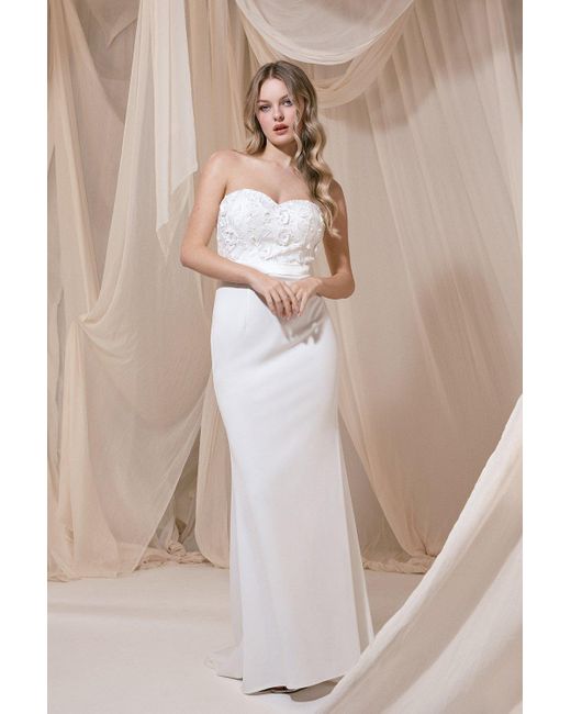 Ronald Joyce 69723 fishtail lace wedding dress with v neckline