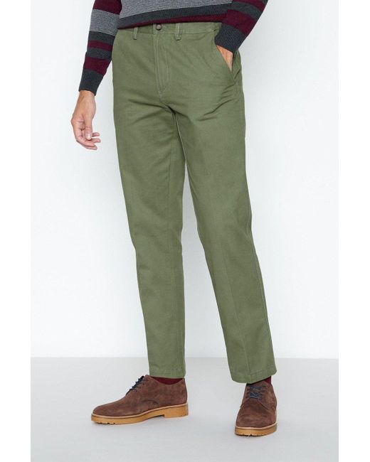 MAINE Green Regular Fit Chinos for men