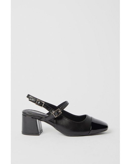 Wallis Black Delaine Square Toe Slingback Medium Heel Court Shoes