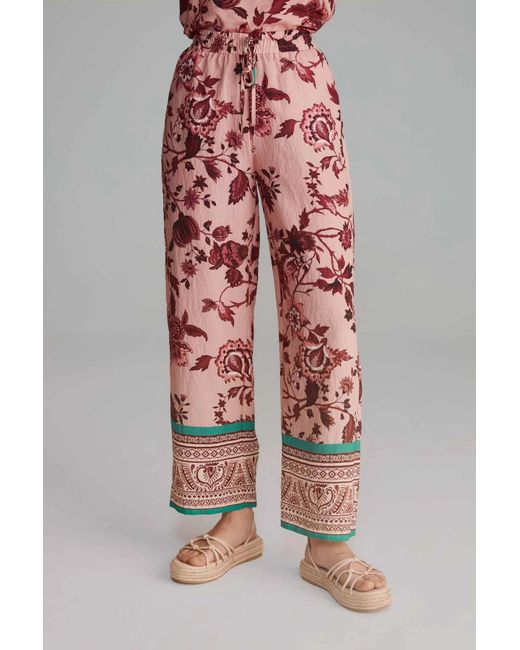 GUSTO Red Printed Satin Trousers