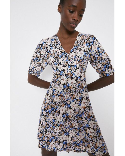 Warehouse Gray Tea Dress In Floral