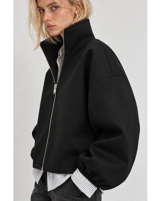 Hiccup Black Scuba Jacket With Drawstring Detail