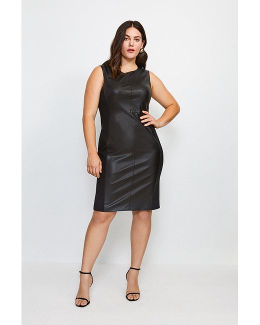 Karen Millen Black Curve Faux Leather Panelled Dress