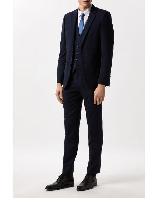 Burton Blue Plus And Tall Navy Tailored Essential Waistcoat for men