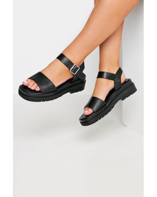 Yours Black Two Part Chunky Sandals In Wide & Extra Wide Fit