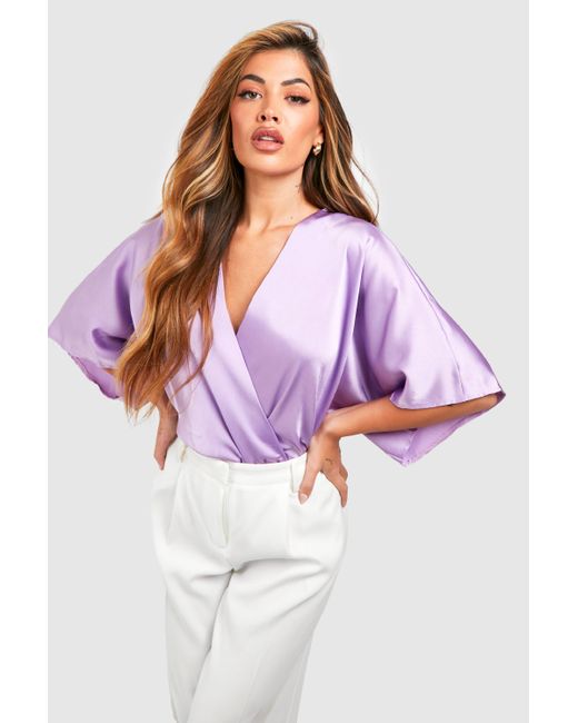 Wrap Chiffon Split Sleeve Bodysuit