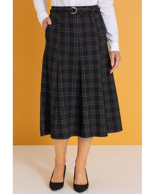 Anna Rose Black Check Printed Midi Skirt