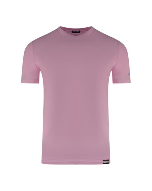 DSquared² Purple Logo On Sleeve Pink Underwear T-shirt for men
