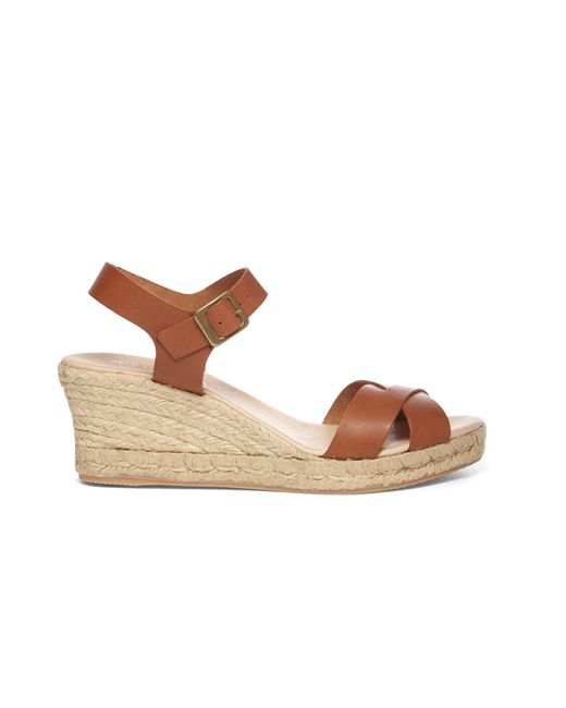 Phase Eight Brown Tan Julienne Leather Espadrille Wedge Shoes