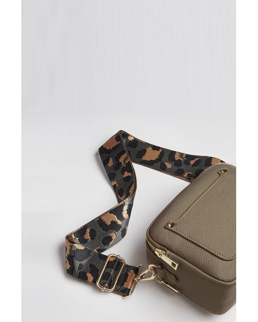 Betsy & Floss Gray Crossbody Bag With Dark Leopard Strap