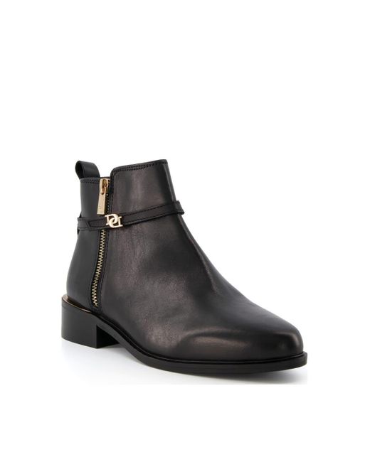 Dune Black Wide Fit 'pap' Leather Ankle Boots