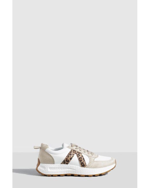 Boohoo White Leopard Detail Chunky Sneakers