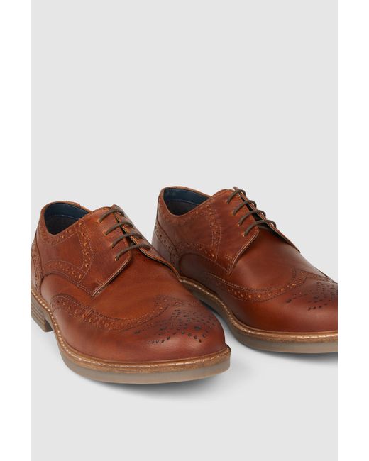 Mantaray Brown Barton Leather Heritage Wide Fit Brogue for men