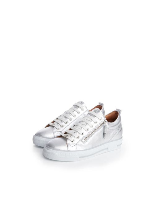 Moda In Pelle White 'brayleigh' Metallic Leather Trainers