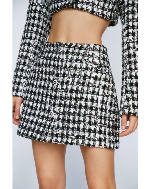 Nasty Gal Black Premium Sequin Boucle Micro Mini Skirt