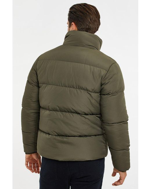 Threadbare Green 'sapporo' Showerproof Mock Layer Puffer Jacket for men