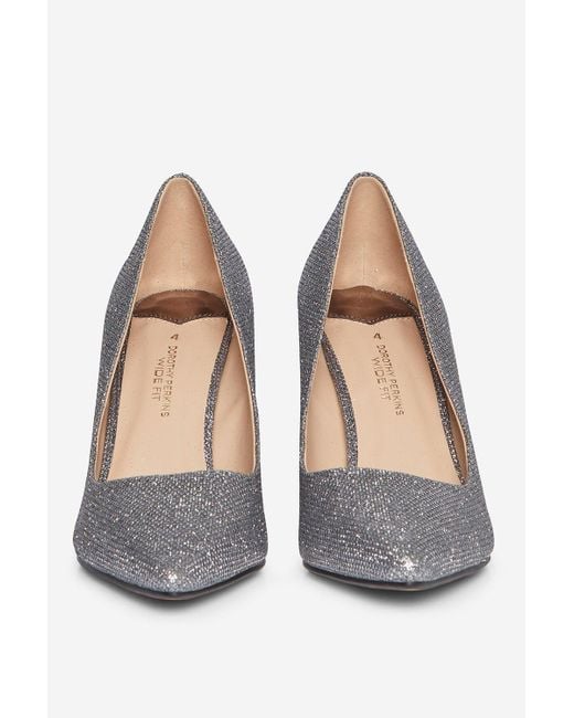 Dorothy Perkins Metallic Wide Fit Pewter Dele Court